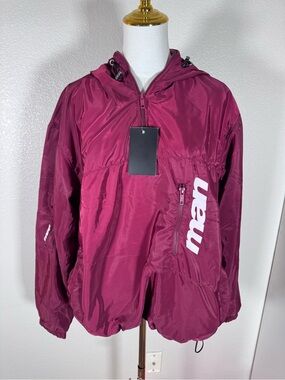 Boohoo Maroon Mesh Hooded Windbreaker Jacket Men’s Small